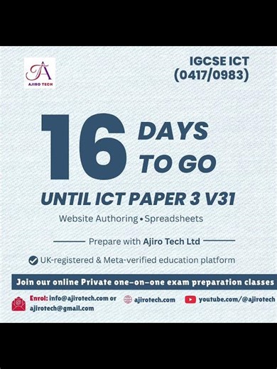 ⏳ 16 Days to IGCSE ICT (0417/0983) Paper 3 Practical Exam | Spreadsheets & Website Authoring