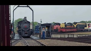 Restore, Revive and Relive! That is the theme of the Age of Steam Roundhouse Museum and that goal is still evident to this day. Here we see McCloud River #9, having been brought outside alongside Morehead and North Fork #12, being moved from one stall to another to allow some work to be completed inside. As you can see she was well monitored and moved with skillful steady hands by our enginneer in the little Diesel #2. We could not do this without your support! To support a particular project cl