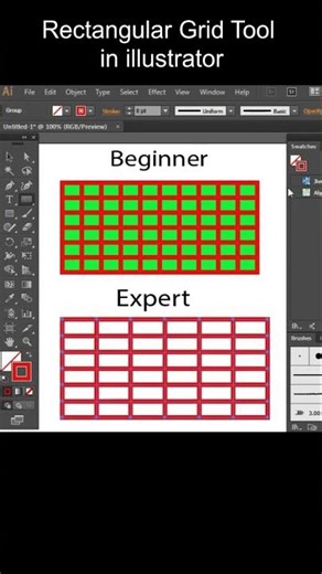 Rectangular Grid Tool for Beginner and Expert in illustrator #shorts
