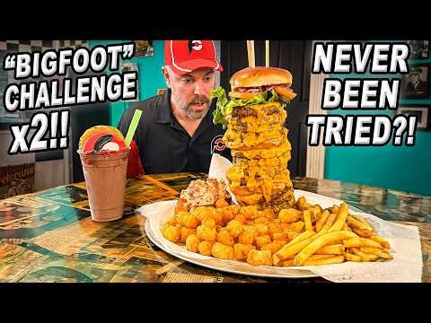 "Sasquatch Couldn't Eat That!!" | Captain's 12-Patty Double "Bigfoot" Burger Challenge!!