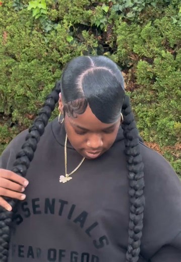 Swoop Style with 2 Braided Ponytails
