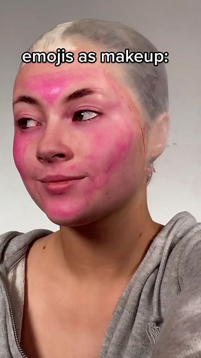 not my face being stained in the beginning #emojimakeup