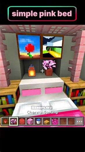 Simple pink bed design | #minecraft #lipsync