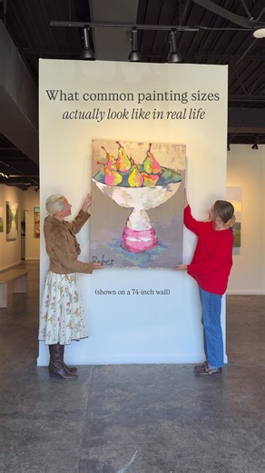 Because scale is so hard to judge online! Save this for the next time you're looking at a painting & need a guide for sizing🤗 Which one do you think is the perfect scale for this wall?⁠ ⁠ ⁠ ⁠ ⁠ ⁠ #smallscaleart #Largescaleart #artanddesign #fillyourwalls #scale⁠