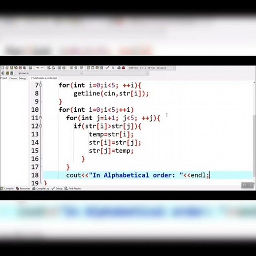 C++ Program to sort Strings in Alphabetical Order #code #programming #cplusplus