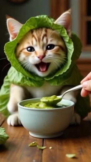 How Cute! Cabbage Cat Baby Eats & Laughs 🤭#shortvideo #funnycats #viralvideo