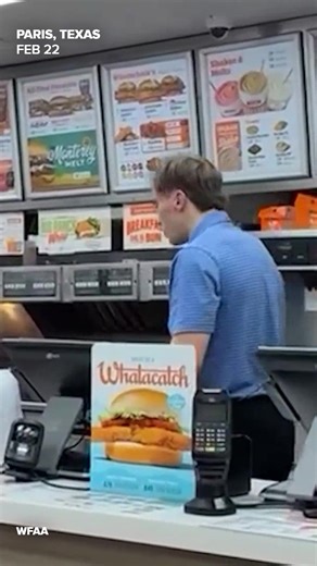 A viral video out of Paris, Texas, shows a Whataburger manager using an empty trash can during an altercation. Police say the customer returned and punched the manager first. https://www.wfaa.com/article/news/local/texas-whataburger-manager-beats-suspect-trash-can-video/287-4888dd81-ba57-4541-bd4f-0bdab8de384e?utm_medium=social&utm_source=facebook_WFAA | WFAA