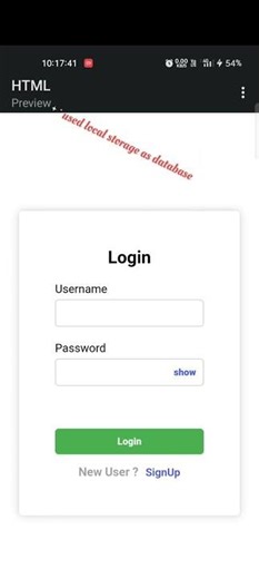 Login page with local storage as database || make mobile a small database || Advanced login page
