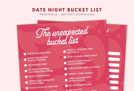 Bucket Lists Couple, Date Night Lists Romantic Dates Night Idea Dating Couple Bucket List Printable Fun Valentines Ideas Couples Games - Etsy