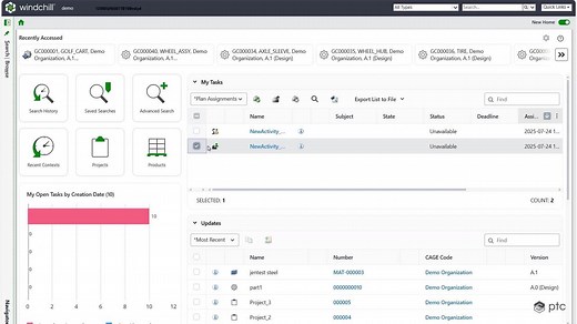 Windchill Next Gen UI - Home Screen - Capability - PTC Demo Video Gallery | PLM