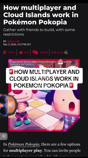 🚨HOW MULTIPLAYER AND CLOUD ISLANDS WORK IN POKEMON POKOPIA🚨 #pokemon #pokemoncommunity #pokemontiktok #pokemonnews #pokemonpokopia Pokemon Pokemon TikTok Pokemon Community Pokemon News Pokemon Go Pokemon TCG Pokemon VGC