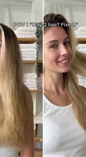 Second-day hair doesn’t have to look like this. 30 seconds, done.#cleanhair#hairstyleideas#hairrefresh#hairtok#tiktokbeauty