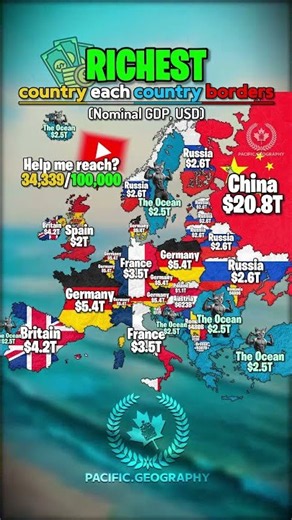 💸 Richest country that each country borders #mapping #map #geography #gdp #ocean