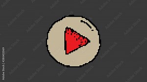 digital pixel art animation black screen with theme of play button
