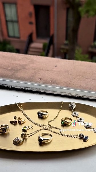 a full tray of gem box jewelry pieces🤩 #jewelrytiktok #smalljewelrybusiness #nyc #lostwaxcasting #jewelrytok