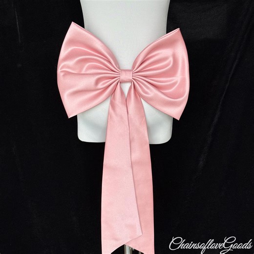 Pink Satin Oversized Bridal Bow, Large Wedding Dress Back Bow With Long Tails, Romantic Statement Bride Accessory - Etsy