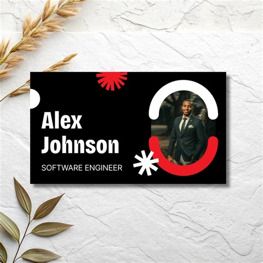Modern Black & Red Business Card Template (canva Editable, Digital Download) - Etsy