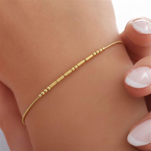 Custom Morse Code Bracelet 925 Sterling Silver, Choose Your Own Secret Message, Dainty Bracelet With Tiny Beads, Morse Code Jewelry for Her - Etsy Australia