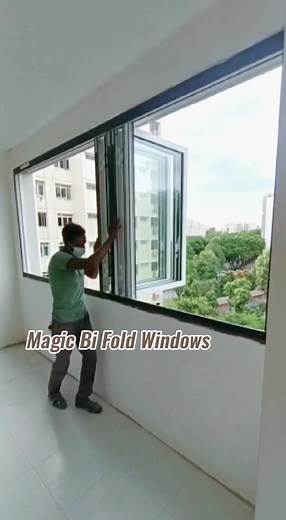 Magic Bi Fold Windows🪟 Get yours today from Doctor Doors! #fyp #renovationsg #doctordoors #renosg #bifold #bifoldwindow