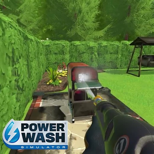 Sun's out, but is the barbie clean? At least it's an easy fix in PowerWash Simulator. | Square Enix Collective