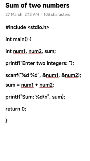C program of sum of two numbers