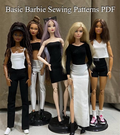 Basic Barbie Sewing Pattern Bundle PDF | 1/6 Doll Clothes | Pants, Top, Skirt, Sleeves, Swimsuit | Digital Download - Etsy