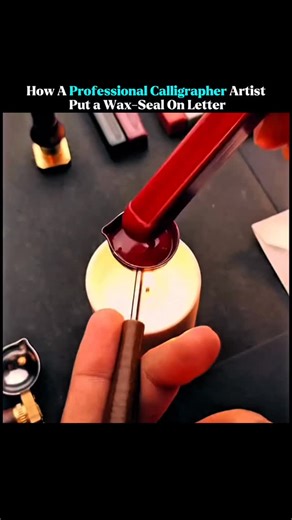 Orbit facts on Instagram: "A professional calligrapher creates a wax seal by carefully melting sealing wax onto a letter and using a custom-engraved brass seal to make a crisp, perfect impression. Attention to detail and controlling the temperature of the wax and stamp are the key steps that separate a refined seal from a messy one."