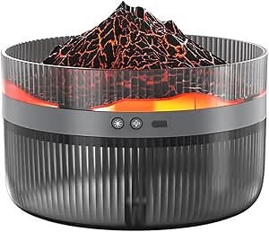 Volcano Diffuser, 2L Visible Tank Volcano Humidifier Diffuser with 2 Mist Modes + 2 Light Colors, Auto Shut-Off & Low Noise Essential Oil Aromatherapy Diffuser for Home Office Bedroom (Black)