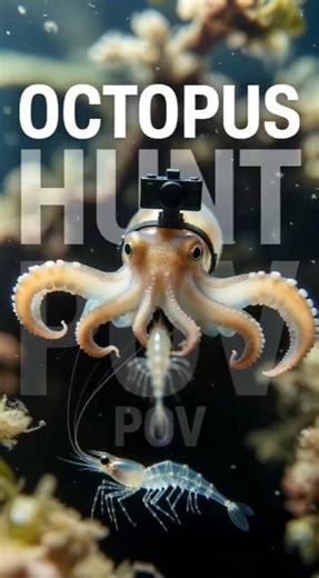 🐙 “This Camera Is Attached to a Real Octopus… (POV)” #shorts #microcamera #Hunting