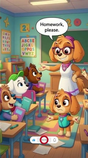 puppy making excuses not to do homework #cartoon