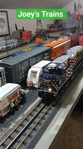 Kansas City Southern SD70ACE with loud horn.