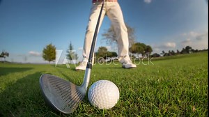 beautiful senior female golf player golf course