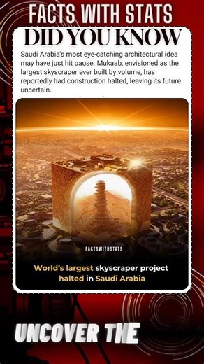 FACTS with STATS 6907 ∆ - World's largest skyscrapers on halt in Saudi #shorts #ytshort #facts