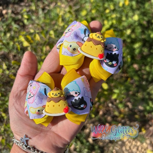 Kitty Hair Bow, Hello Piggies, Kitty Pigtail Bows, HK Hair Clips, Bows for Girls, Ribbon Hair Clips, Bow Sets, Pom Pom Inspired Hairbows - Etsy