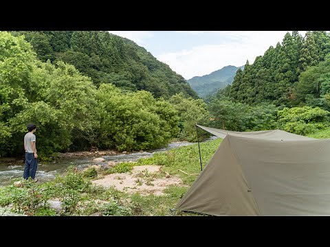 【ソロキャンプ】河原でパップテント野営 / ソロベース