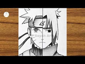Naruto vs Sasuke Drawing || Anime character drawing || Easy Naruto drawing for beginners