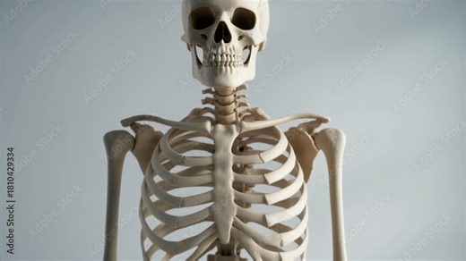 Anatomically correct model of a human skeleton's upper torso, a hyper-realistic representation for medical and scientific study