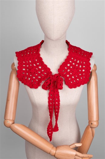 Crochet Collar Pattern   Video Tutorial Easy Crocheting Accessories DIY Lace Crocheted Collar Handmade PDF Download - Etsy