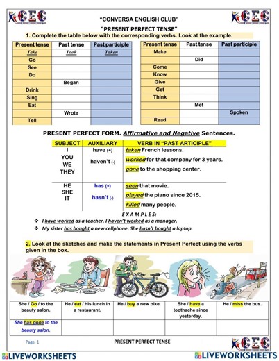 Present perfect tense online exercise for GRADE 5