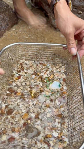砂浜の海底から幻のゴールド翡翠ジュエリーを見つけた瞬間！✨🔥