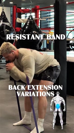 Anton Novikov | Performance Coach 📍 Dubai on Instagram: "Two banded back extension variations - normal stance and split stance. Great for warm-ups or when there’s no back extension machine available. The band loads the posterior chain effectively, while the split stance increases hamstring and glute involvement. Controlled tempo, clean reps. 3-4 sets x 10-12 reps (or to near failure). DM «1:1» to integrate this into your training program. #lowerbackpain #gym #coach"