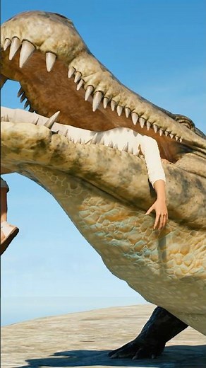 [Giant Crocodile] Deinosuchus Eats a Human! Jurassic World Evolution 3