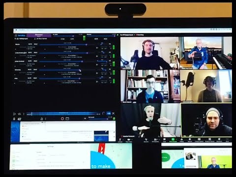 Zoom meetings with SonoBus sound for low latency. The sound was routed back to the Zoom meeting.