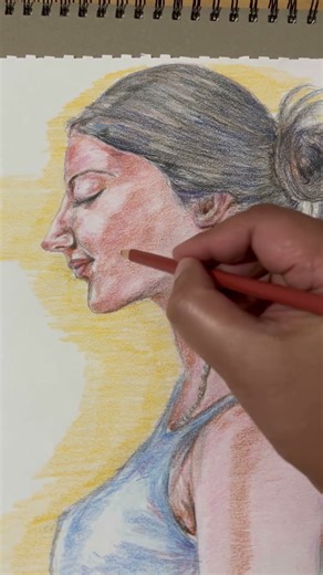 Quick drawing and color pencil portrait