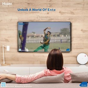 Taking entertainment up a notch with Haier S5 LED TV Series' Voice Control feature, so you can enjoy brilliant performances of our Zalmi champs! Visit: https://bit.ly/3GCBg9h #Haier #InspiredLiving #SmartLiving #HaierLEDTV | Haier