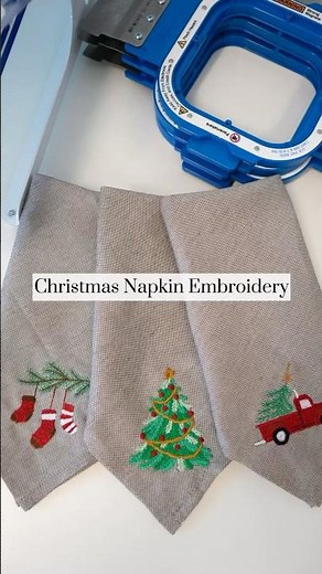 How to Embroider on Napkins! With Christmas Embroidery Design! Using Mighty Hoops #embroidery