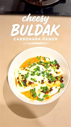 Cheesy Buldak Carbonara Ramen 🍜🧀🔥 | Creamy & Spicy Ramen Recipe