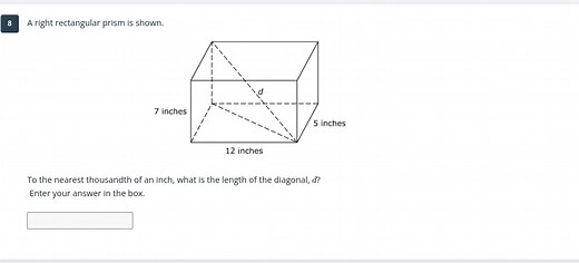 8 A right rectangular prism is shown. To the nearest thousandt... | Filo