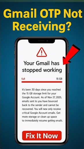 Gmail OTP Not Received? Fix It Now 💯 | Gmail Storage Full Error Solution ✅ #gmailhelp #problemfix