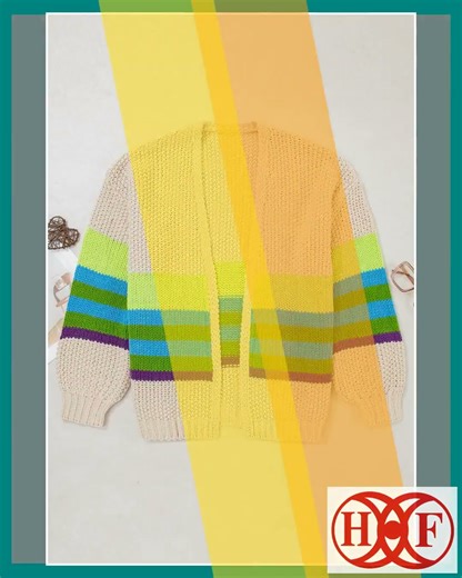 Parchment Color Block Crochet Open Front Plus Size Cardigan